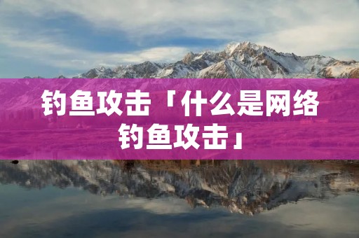 钓鱼攻击「什么是网络钓鱼攻击」