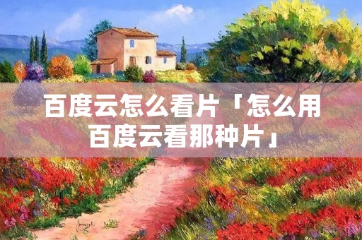 百度云怎么看片「怎么用百度云看那种片」