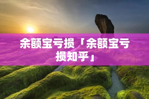 余额宝亏损「余额宝亏损知乎」
