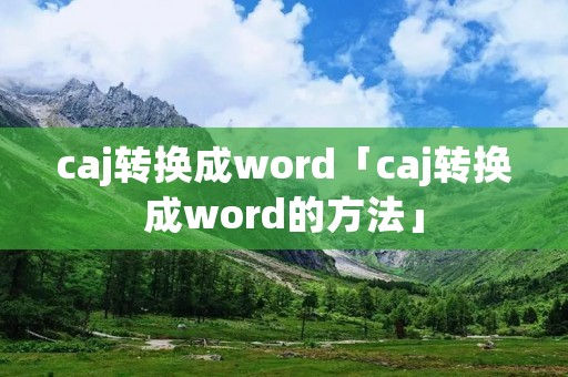 caj转换成word「caj转换成word的方法」