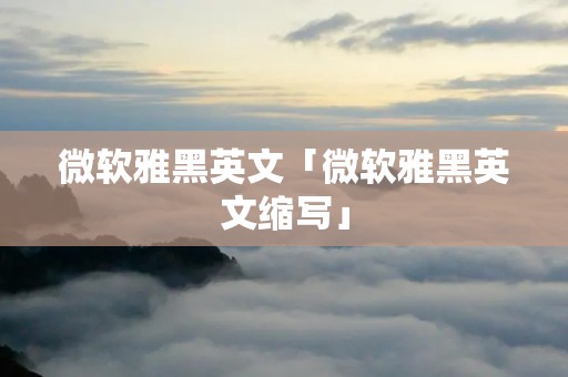 微软雅黑英文「微软雅黑英文缩写」