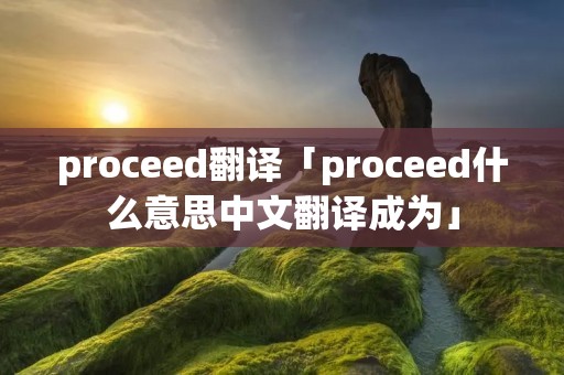 proceed翻译「proceed什么意思中文翻译成为」