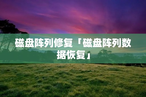 磁盘阵列修复「磁盘阵列数据恢复」