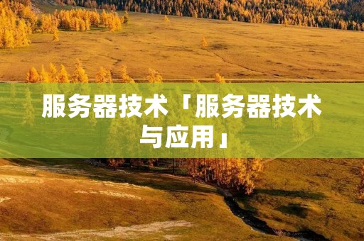 服务器技术「服务器技术与应用」