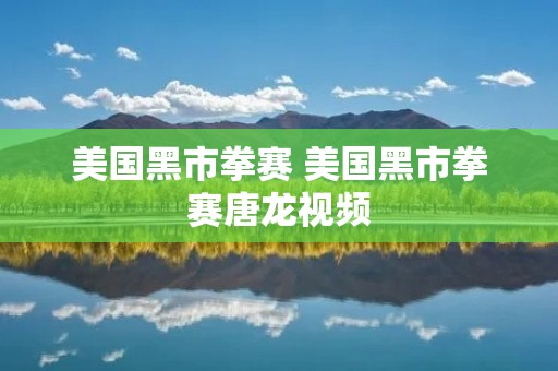 美国黑市拳赛 美国黑市拳赛唐龙视频