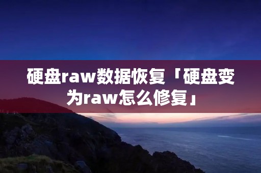 硬盘raw数据恢复「硬盘变为raw怎么修复」