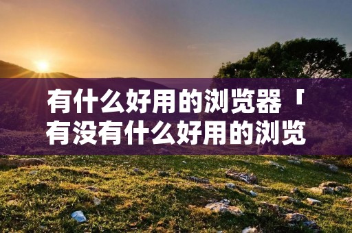 有什么好用的浏览器「有没有什么好用的浏览器」 有什么好用的浏览器「有没有什么好用的浏览器」