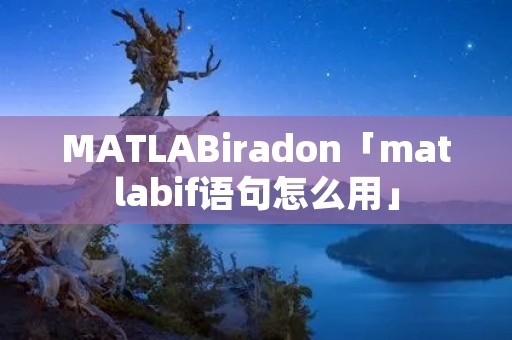 MATLABiradon「matlabif语句怎么用」