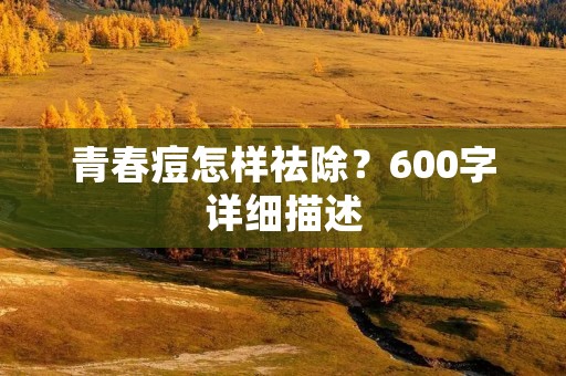 青春痘怎样祛除？600字详细描述