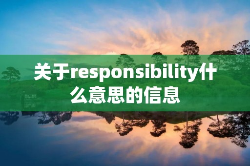 关于responsibility什么意思的信息