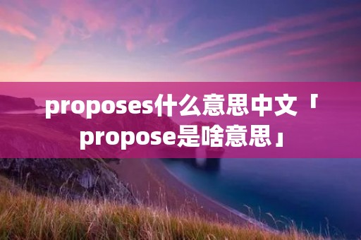 proposes什么意思中文「propose是啥意思」 proposes什么意思中文「propose是啥意思」