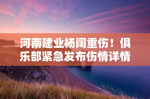 河南建业杨阔重伤!俱乐部紧急发布伤情详情 河南建业杨阔重伤!俱乐部紧急发布伤情详情