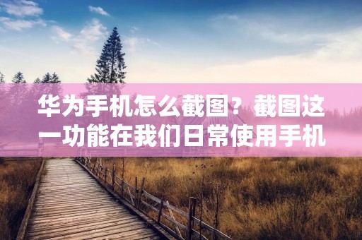 华为手机怎么截图?截图这一功能在我们日常使用手机时无疑是非常常见的,它能够帮助我们记录下一些重要的信息、保存一些有趣的瞬间,甚至还可以用来解决一些问题。华为作为一家知名的手机品牌,其手机截图功能也是非常强大和便捷的。那么,接下来就让我来为大家详细介绍一下华为手机如何进行截图吧。