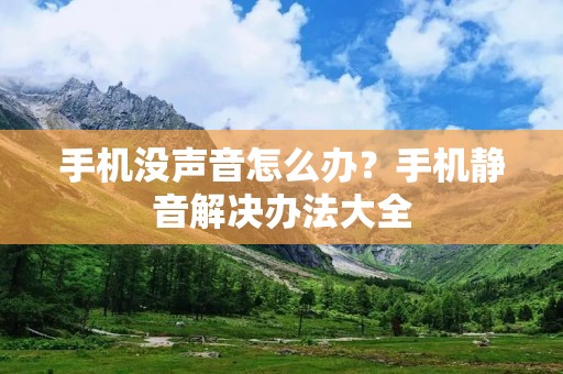 手机没声音怎么办？手机静音解决办法大全