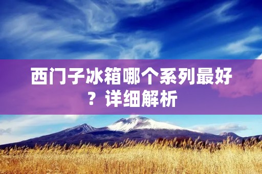 西门子冰箱哪个系列最好?详细解析 西门子冰箱哪个系列最好?详细解析