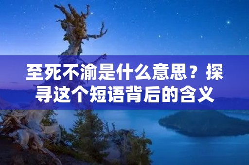 至死不渝是什么意思?探寻这个短语背后的含义