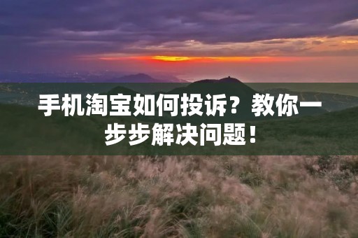 手机淘宝如何投诉？教你一步步解决问题！
