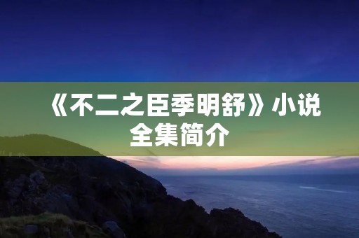 《不二之臣季明舒》小说全集简介