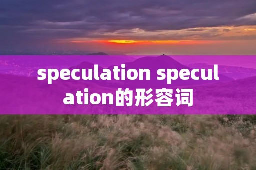 speculation speculation的形容词