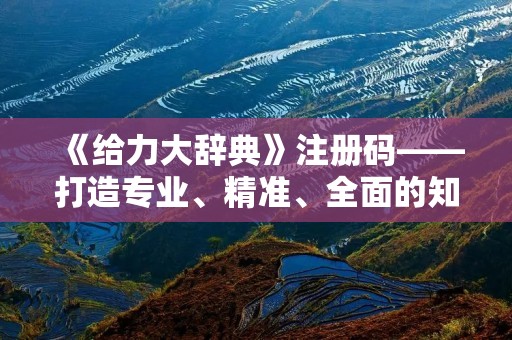 《给力大辞典》注册码——打造专业、精准、全面的知识查询工具 《给力大辞典》注册码——打造专业、精准、全面的知识查询工具