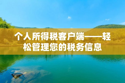 个人所得税客户端——轻松管理您的税务信息