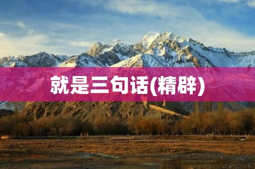 就是三句话(精辟):用简明扼要的语言,凝练出触动人心的观点。 就是三句话(精辟):用简明扼要的语言,凝练出触动人心的观点。