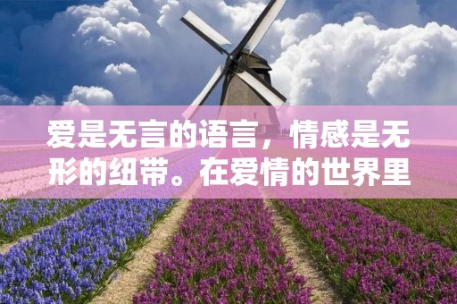 爱是无言的语言,情感是无形的纽带。在爱情的世界里,我们会遇到各种各样的情感,有欢乐和快乐,也有痛苦和悲伤。爱情情感语录是一种表达爱情情感的方式,通过文字的表达,传达出我们内心深处的情感和感受。