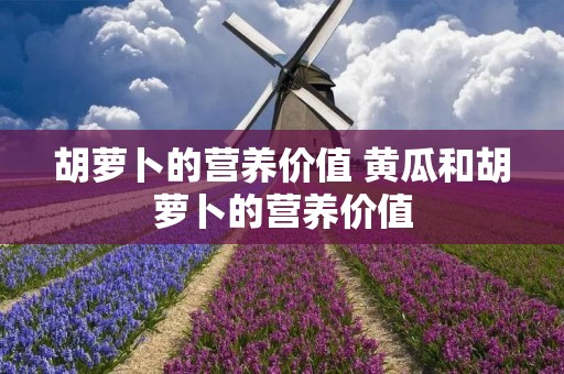 胡萝卜的营养价值 黄瓜和胡萝卜的营养价值