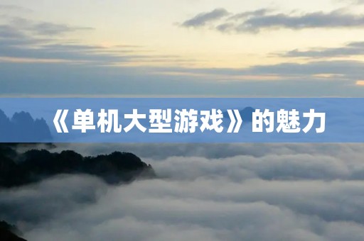 《单机大型游戏》的魅力：探索游戏世界的无限可能性