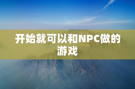 开始就可以和NPC做的游戏：探索虚拟世界的无限可能