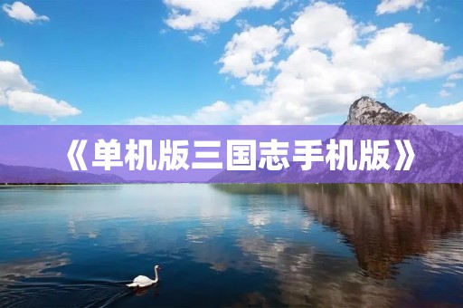 《单机版三国志手机版》:还原经典,重温历史