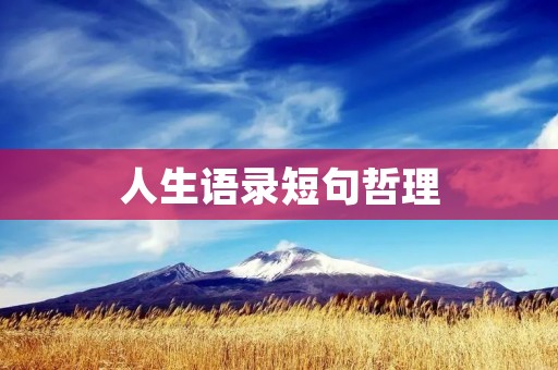 人生语录短句哲理:掌握生活的智慧,让生命更有意义