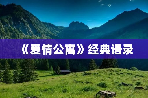 《爱情公寓》经典语录:用幽默与温情诠释爱情 《爱情公寓》经典语录:用幽默与温情诠释爱情