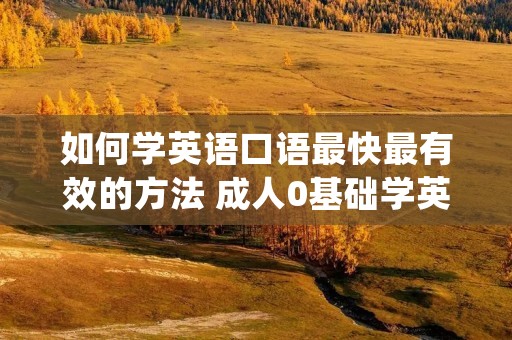 如何学英语口语最快最有效的方法 成人0基础学英语app