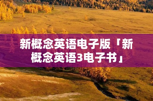 新概念英语电子版「新概念英语3电子书」