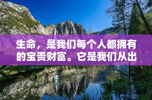 生命,是我们每个人都拥有的宝贵财富。它是我们从出生到离世的过程中所拥有的全部时间和经历,是我们成长、学习、探索和创造的基础。因此,关于生命的名言,一直以来都是人们所关注和追寻的话题。