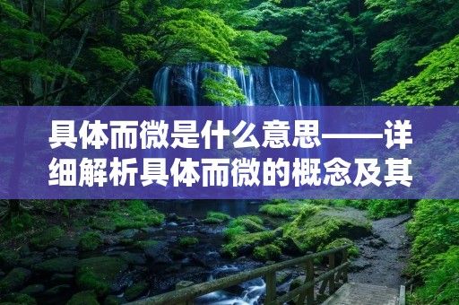 具体而微是什么意思——详细解析具体而微的概念及其在不同领域的应用