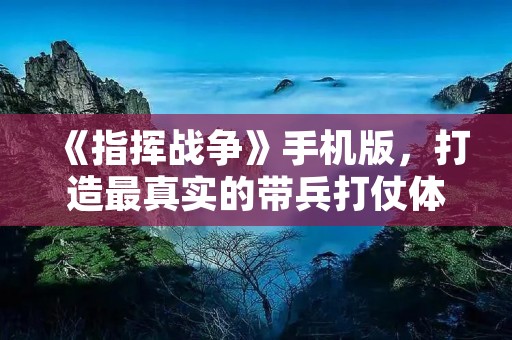 《指挥战争》手机版,打造最真实的带兵打仗体验
