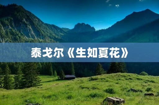 泰戈尔《生如夏花》：关于人生的哲思与感悟