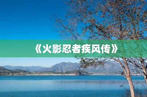 《火影忍者疾风传》:忍者世界的荣光与梦想
