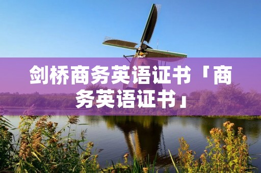 剑桥商务英语证书「商务英语证书」