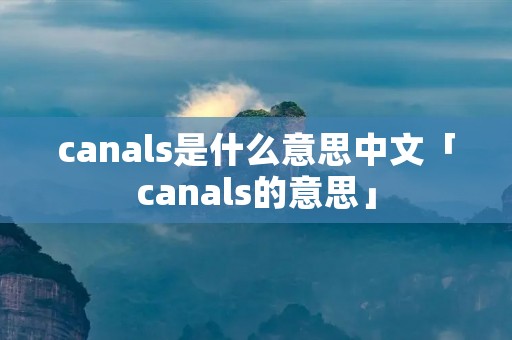 canals是什么意思中文「canals的意思」
