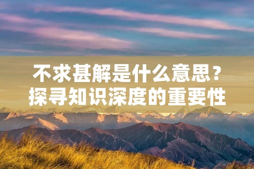 不求甚解是什么意思?探寻知识深度的重要性