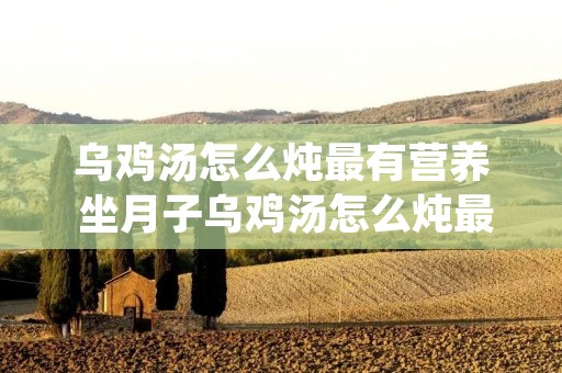 乌鸡汤怎么炖最有营养 坐月子乌鸡汤怎么炖最有营养