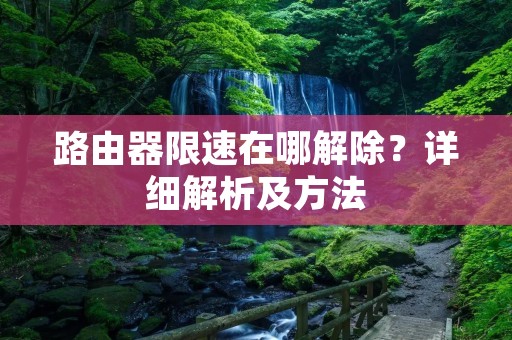 路由器限速在哪解除？详细解析及方法