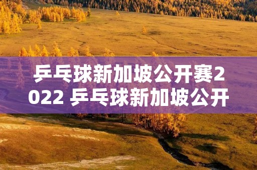 乒乓球新加坡公开赛2022 乒乓球新加坡公开赛2022男单决赛 乒乓球新加坡公开赛2022 乒乓球新加坡公开赛2022男单决赛