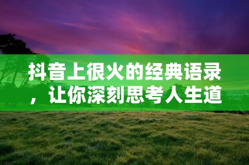 抖音上很火的经典语录,让你深刻思考人生道理!