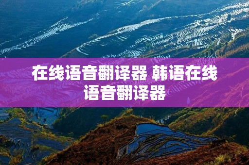 在线语音翻译器 韩语在线语音翻译器