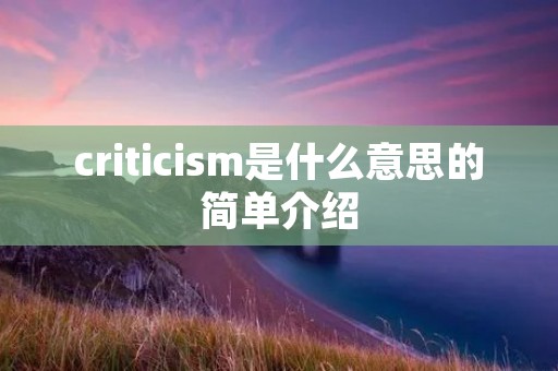 critici**是什么意思的简单介绍