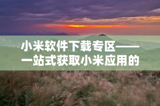 小米软件下载专区——一站式获取小米应用的最佳方式